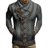 Gcfaka Men's Turtleneck Button Horn Buckle Knit Fashion Cardigan Men's Sweater