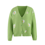 Gcfaka Ladies Sweater Single Breasted Qiuju Embroidered Coat Sweater Women's Wear