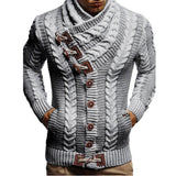 Gcfaka Men's Turtleneck Button Horn Buckle Knit Fashion Cardigan Men's Sweater