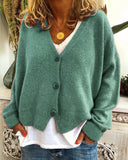 Gcfaka And Winter Women's Sweater Cardigan Pure Color Long Sleeve V Neck Sweater Women