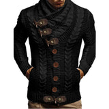 Gcfaka Men's Turtleneck Button Horn Buckle Knit Fashion Cardigan Men's Sweater