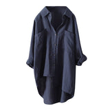 Gcfaka Casual Wind Pure Color Shirt Spring And Autumn New Women's Cardigan Double Pocket Long Sleeve Temperament Jacket Women's Shirt