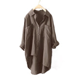 Gcfaka Casual Wind Pure Color Shirt Autumn Versatile New Women's Cardigan Double Pocket Long Sleeve Temperament Jacket