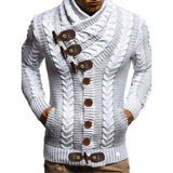 Gcfaka Men's Turtleneck Button Horn Buckle Knit Fashion Cardigan Men's Sweater