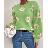 Gcfaka And Winter New Women's Fashion Sweater Long Sleeve Loose Knit Jumper Round Collar Small Autumn Chrysanthemum Women's Type Sweater