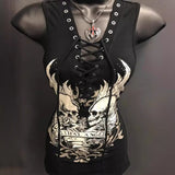 Gcfaka Women's Fashion Skull Print Strope T-Shirt