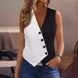 Gcfaka New Summer New Sleeveless Jumpsuit Fashion Slim V-Neck Vest Clip