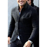 Gcfaka Men's Men's Blazer Suit Collar Long Sleeve Pocket Shirt Men's Jacket Coat Sweater